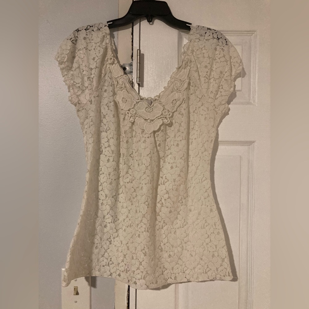 Charlotte Russe Adorable lace top with tie corset back. EUC